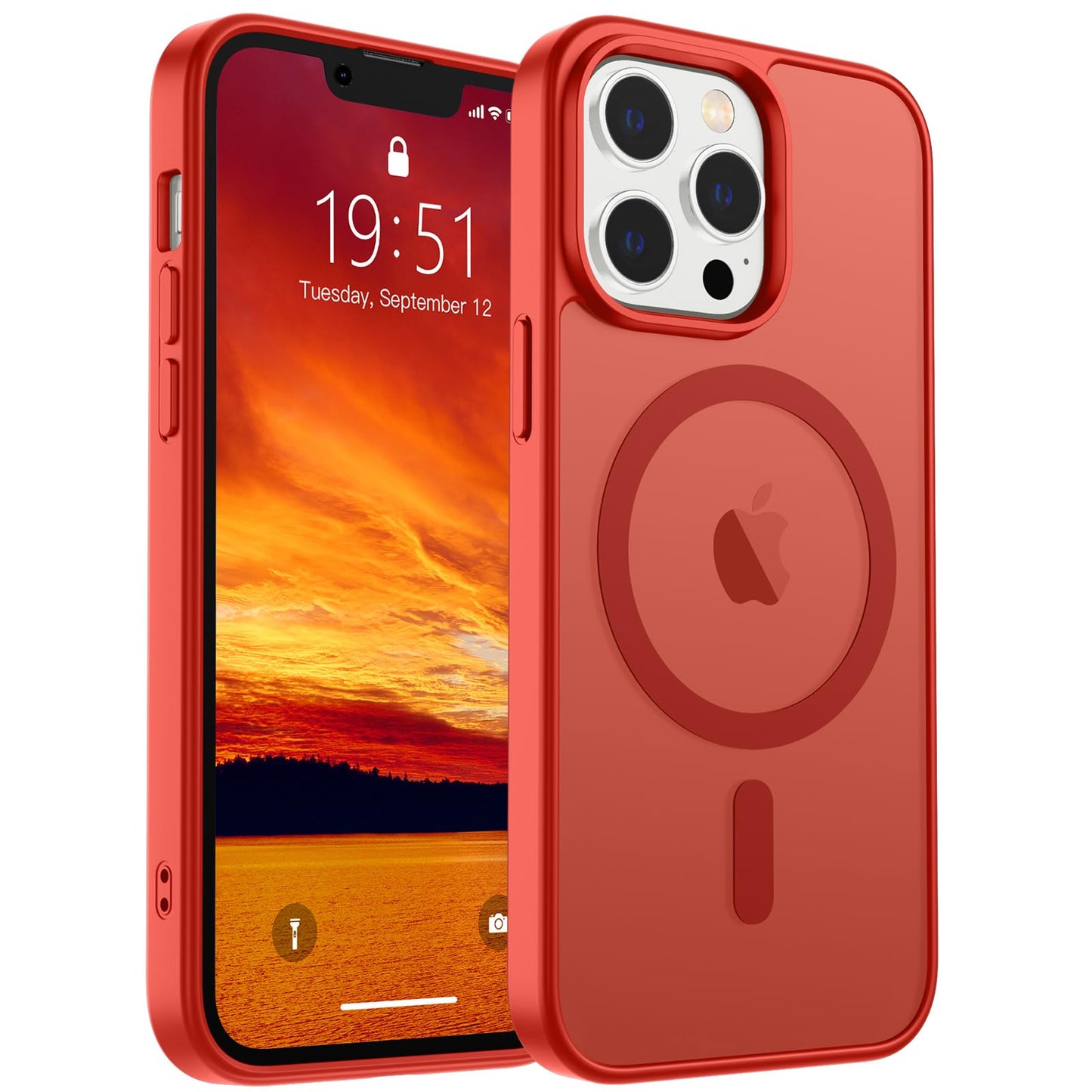 Magnetic for iPhone 14 Case & iPhone 13 Case (Compatible with MagSafe)(Military Grade Drop Protection) Translucent Matte Shockproof Phone Cover,Black