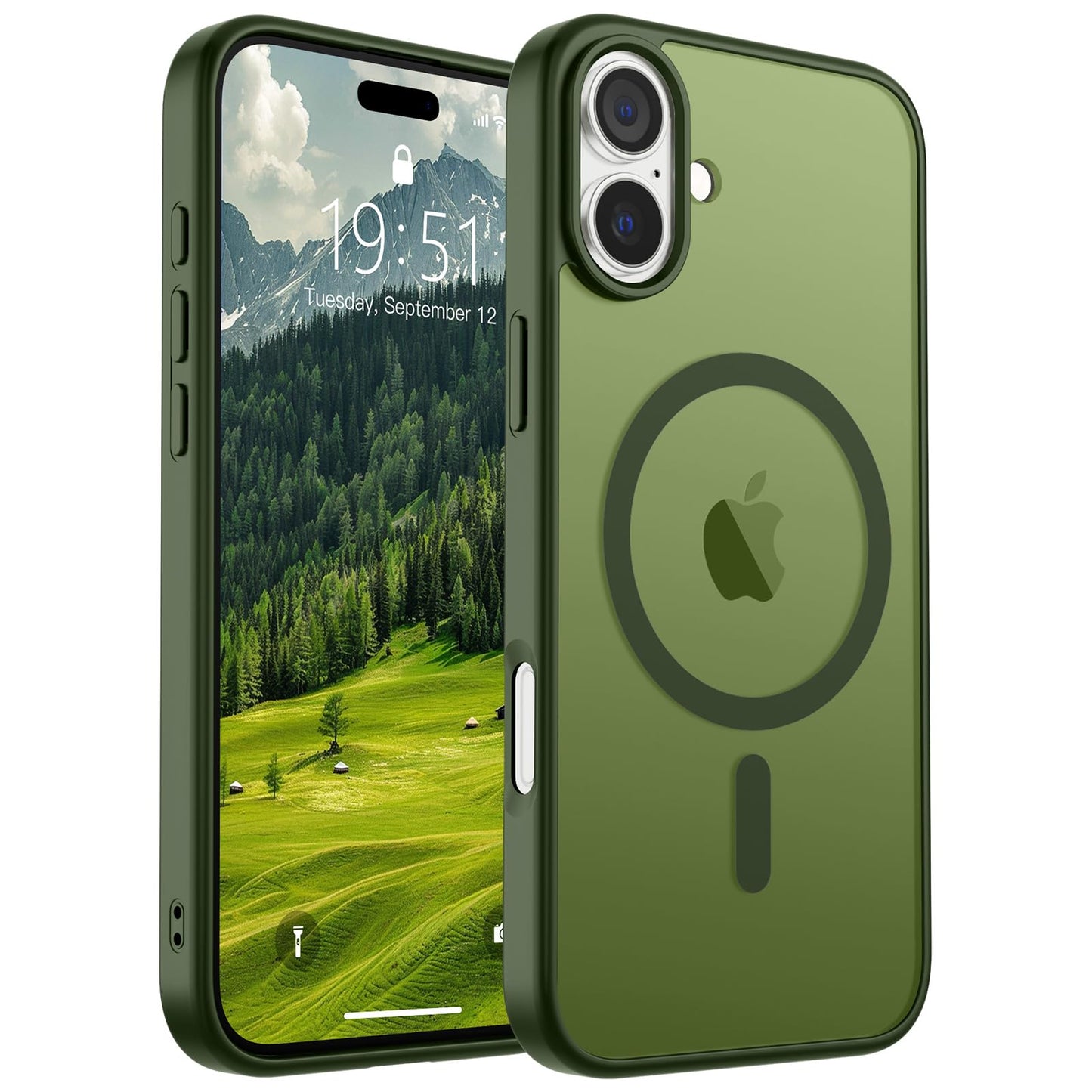 Magnetic for iPhone 14 Case & iPhone 13 Case (Compatible with MagSafe)(Military Grade Drop Protection) Translucent Matte Shockproof Phone Cover,Black