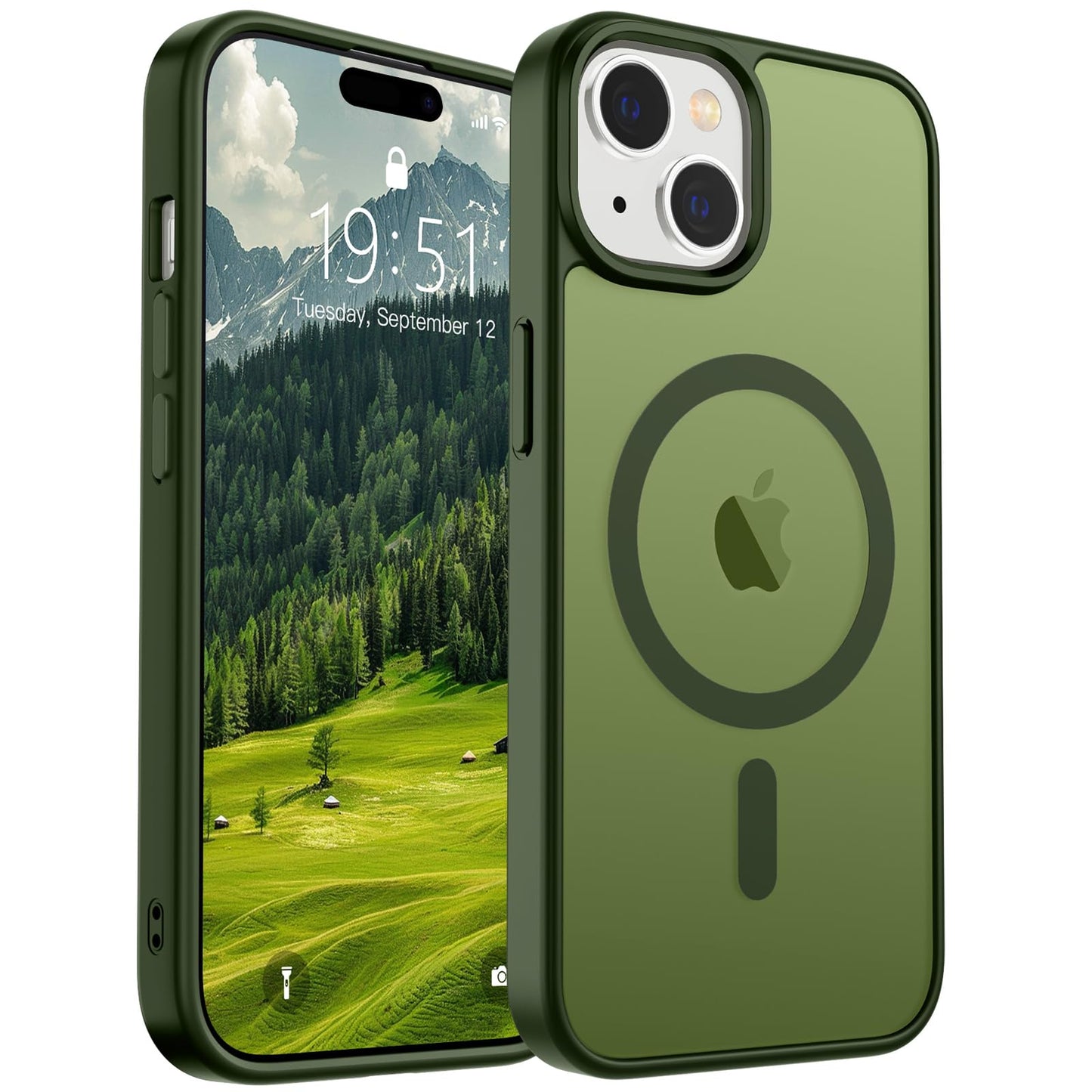Magnetic for iPhone 14 Case & iPhone 13 Case (Compatible with MagSafe)(Military Grade Drop Protection) Translucent Matte Shockproof Phone Cover,Black