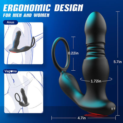 Prostate Massager Anal Vibrator Thrusting Vibrating 7 Modes with Cock Ring Anal Plug Anal Sex Toys P Spot Massager Male Sex Toys for Men Dildos Women Couples AI Sync Remote Control Anal Beads