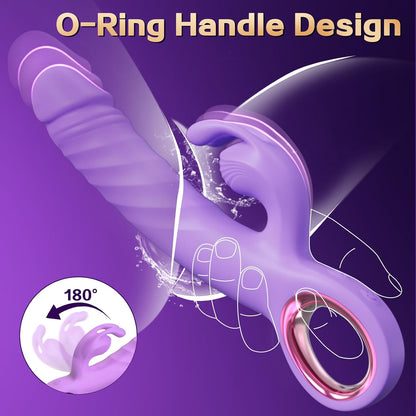 Thrusting Vibrator Adult Sex Toys - Dildos Vibrators for G Spot Clitoral with 7 Thrusting and 7 Vibrating Modes, Rabbit Sex Toys for Women Couples Purple