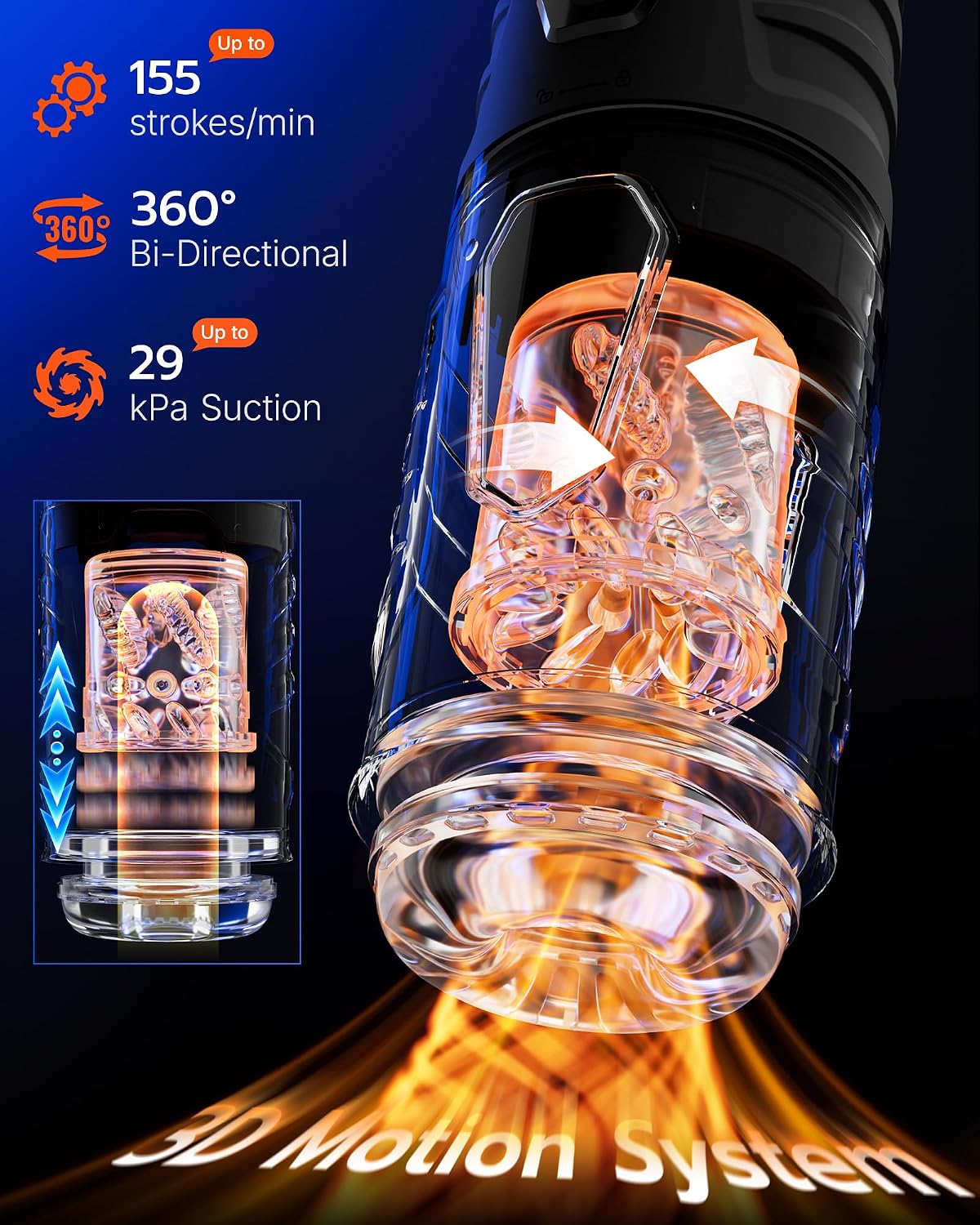 Male Masturbator Penis Pump, AI Sync Sex Toys for Men with 7 Thrusting & 360° Rotation, Up to 155 Strokes/Min, 7 Blowjob Suction Pocket Pussy, Silicone-Wrapped Adult Toy with Hands-Free Base