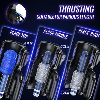 Leten King Pro Sex Toy Automatic Male Masturbator - Men Electric Adult Sex Machine with 12times/s Thrusting, Hand Free Penis Training Stroker with Phone Holder and 2 Soft Silicone Pocket Pussy
