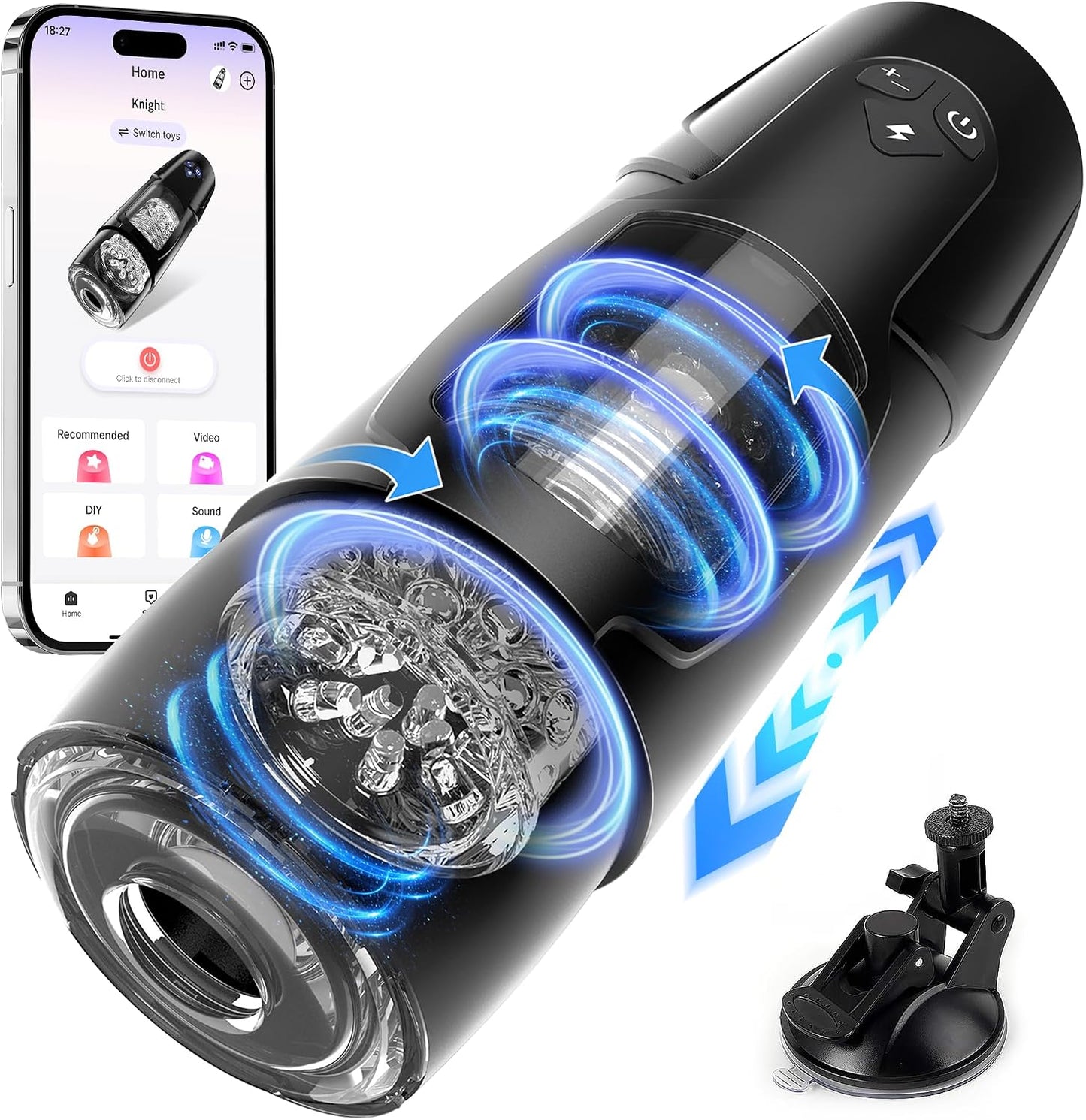 Sex Toys for Men Male Masturbator - Automatic Masturbators Cup with 7 Thrusting &Rotating Modes for Penis Stimulation, Electric Pocket Pussy Stroker, Adult Sex Toy with Suction Base