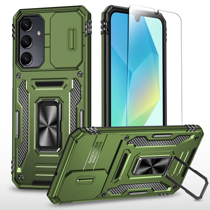 Phone Case Compatible with Samsung Galaxy A16 5G Case with HD Screen Protector & Slide Camera Cover & Kickstand, [Military-Grade] Phone Case for Samsung A16 (Red)