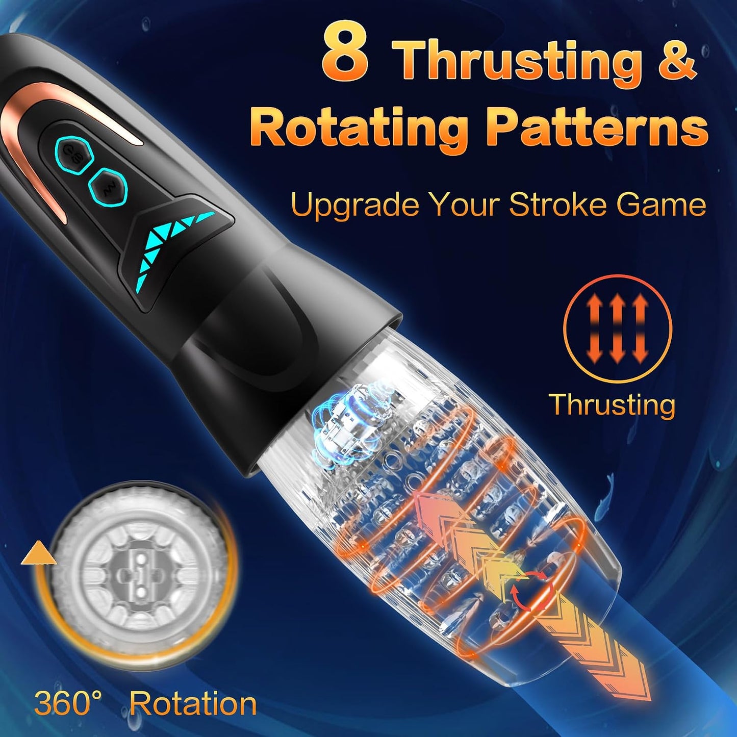 Automatic Male Masturbator Sex Toy with 10 Vibration, 8 Thrusting & Rotating Patterns, Male Sex Toys for Men, Penis Pump Male Stroker Adult Toy Penis Vibrator for Men, Adult Toys for Men