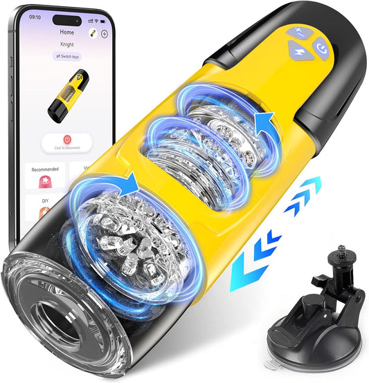 Sex Toys for Men Male Masturbator - Automatic Masturbators Cup with 7 Thrusting &Rotating Modes for Penis Stimulation, Electric Pocket Pussy Stroker, Adult Sex Toy with Suction Base