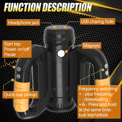Automatic Male Masturbator Sex Toys for Men - Electric Adult Sex Machine with 10 Thrusting & Rotating Modes, Hands Free Stroker with Double Side Handle with Phone Holder Pocket Pussy Sleeves for Men