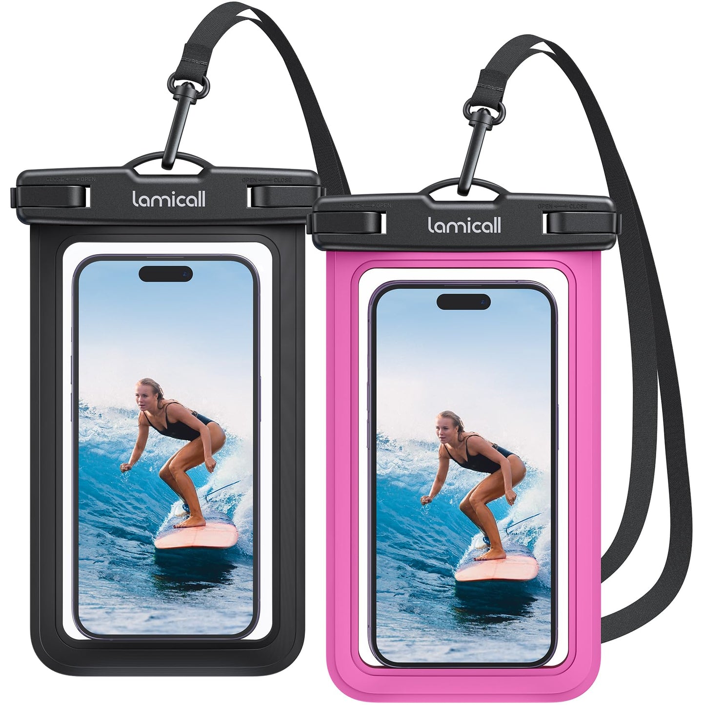 Waterproof Phone Pouch Case - [2 Pack] IPX8 Beach & Cruise Essentials, Touch Screen, Easy Lock, Cell Phone Dry Bag for iPhone 17 16 15 14 13 12 11 Pro Max Plus, Galaxy S25, fit 7" with Case