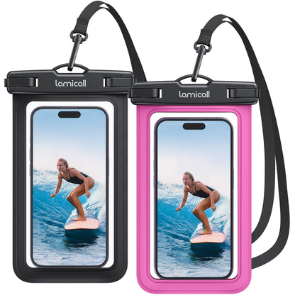Waterproof Phone Pouch Case - [2 Pack] IPX8 Beach & Cruise Essentials, Touch Screen, Easy Lock, Cell Phone Dry Bag for iPhone 17 16 15 14 13 12 11 Pro Max Plus, Galaxy S25, fit 7" with Case
