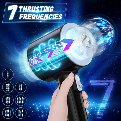 Automatic Male Masturbator, Stroking Male Masturbators Cup with 7 Powerful Thrusting & Vibrating Modes, Blowjob Machine Pocket Pussy for Men, Dual Open-Ended Penis Massager Sex Toys for Men