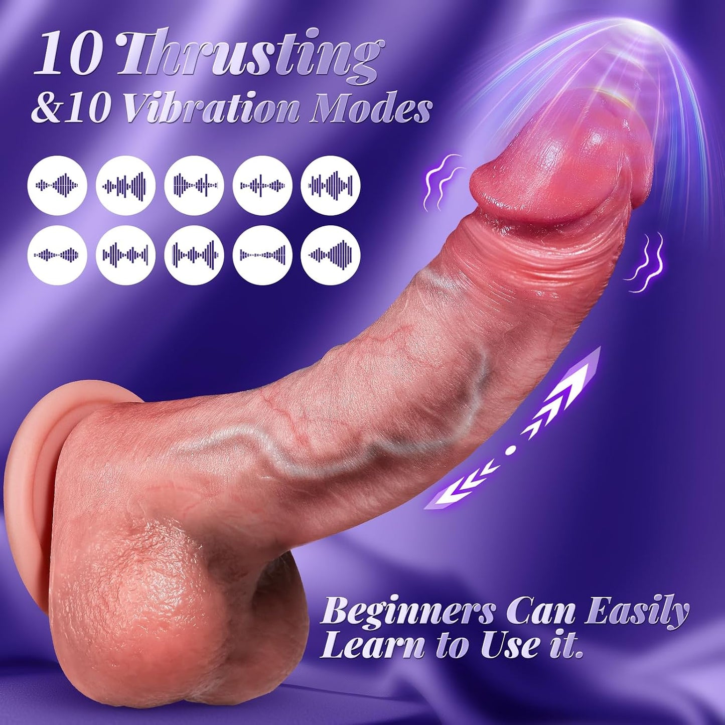 Vibrator Sex Toys Thrusting Dildo, Realistic Safety Silicone G Spot Dildo with 10 Thrusting & 10 Vibrating Mode for Vagina Anal Sex Stimulation, Soft Penis Vibrators Adult Sex Toy for Women and Couple