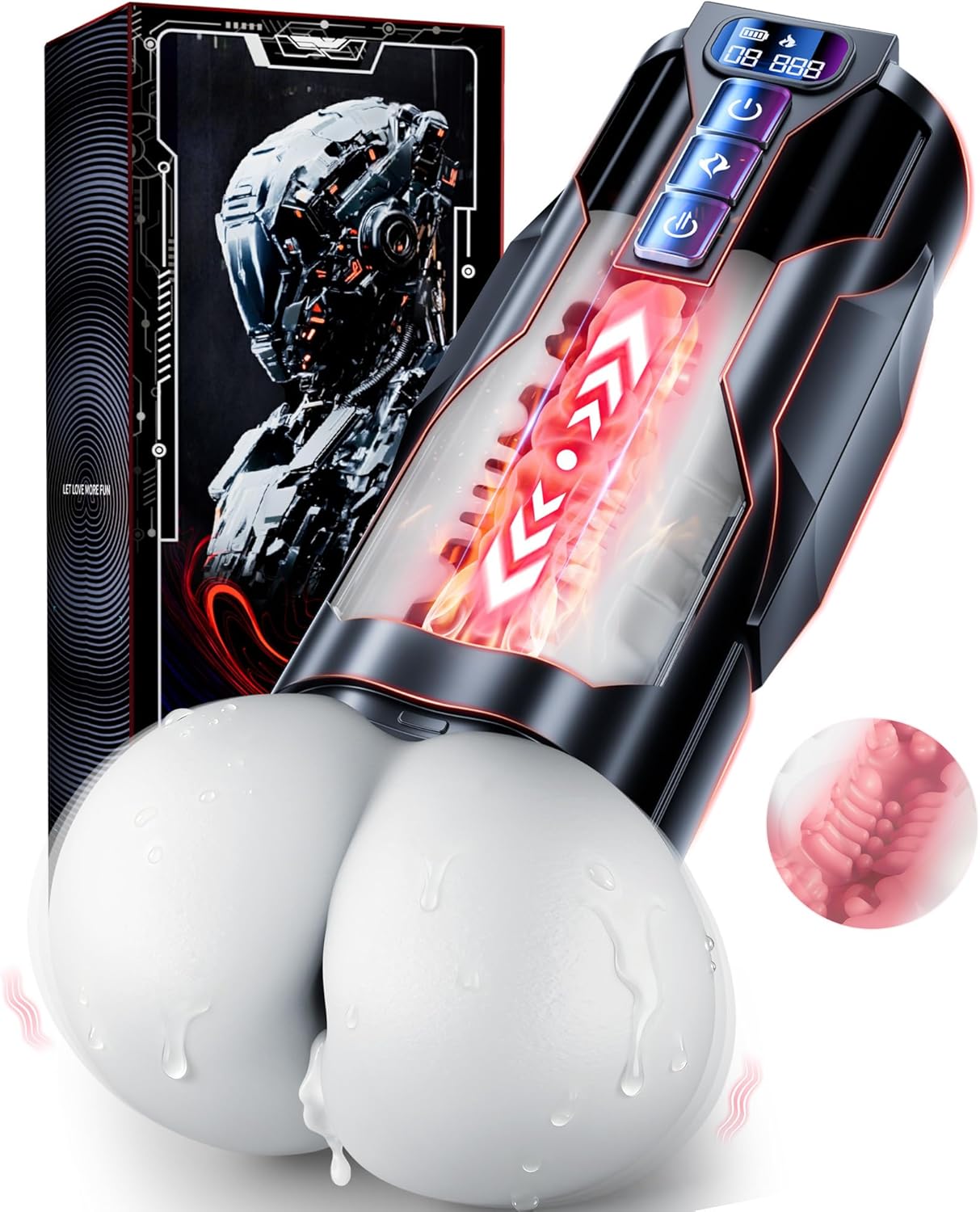 Male Masturbator Sex Toys for Men – Automatic Male Sex Toys with Realistic Ass Vagina 360° Heating 10 Vibration & 7 Thrusting Modes for Stroker, Pocket Pussy LCD Display Adult Toys