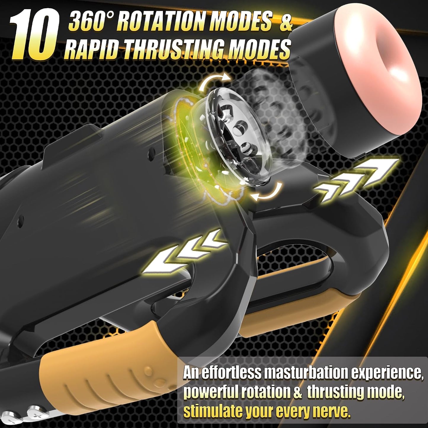 Automatic Male Masturbator Sex Toys for Men - Electric Adult Sex Machine with 10 Thrusting & Rotating Modes, Hands Free Stroker with Double Side Handle with Phone Holder Pocket Pussy Sleeves for Men