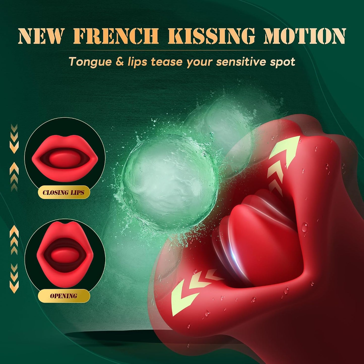 Adult Sex Toys Vibrator, Rose Toy, Rose Sex Stimulator for Women with 10 Vibration Modes and 10 French Kissing Modes, Tongue Sex Toy Vibrator, Clitoral Vibrator for Women, Adult Sex Toys