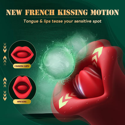 Adult Sex Toys Vibrator, Rose Toy, Rose Sex Stimulator for Women with 10 Vibration Modes and 10 French Kissing Modes, Tongue Sex Toy Vibrator, Clitoral Vibrator for Women, Adult Sex Toys
