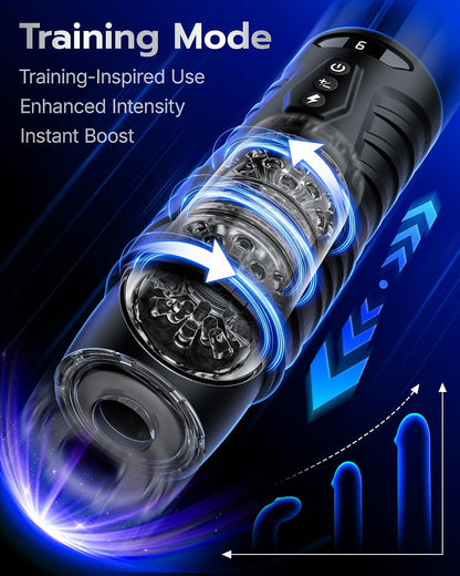 AI Sync Male Masturbator Sex Toys for Men - Adult Toy Male Sex Toys with 7 Thrusting & 7 Rotating Modes, Pocket Pussy Hands Free Sex Machine LCD Display with Visual Window & Mounting Base