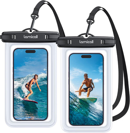 Waterproof Phone Pouch Case - [2 Pack] IPX8 Beach & Cruise Essentials, Touch Screen, Easy Lock, Cell Phone Dry Bag for iPhone 17 16 15 14 13 12 11 Pro Max Plus, Galaxy S25, fit 7" with Case