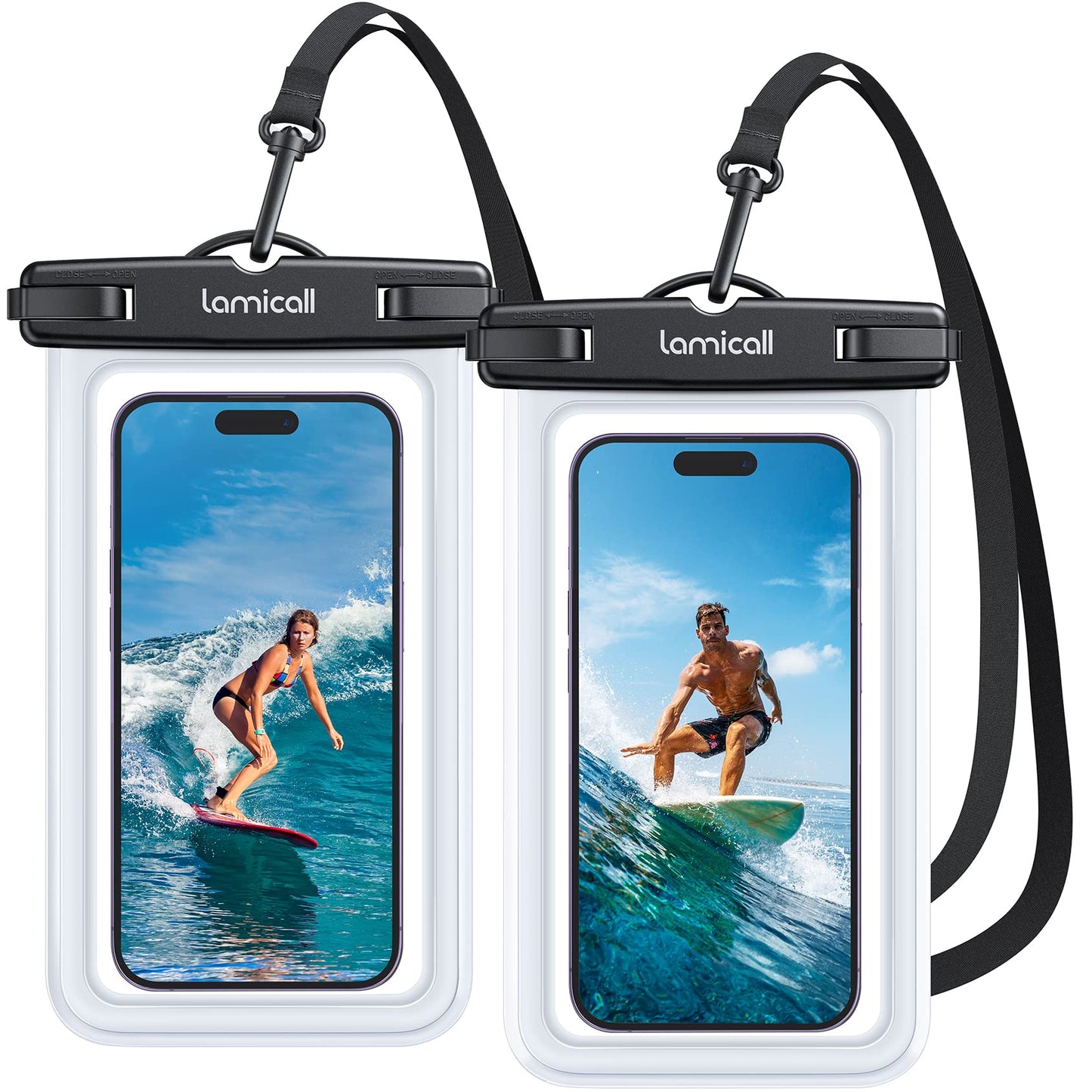 Waterproof Phone Pouch Case - [2 Pack] IPX8 Beach & Cruise Essentials, Touch Screen, Easy Lock, Cell Phone Dry Bag for iPhone 17 16 15 14 13 12 11 Pro Max Plus, Galaxy S25, fit 7" with Case