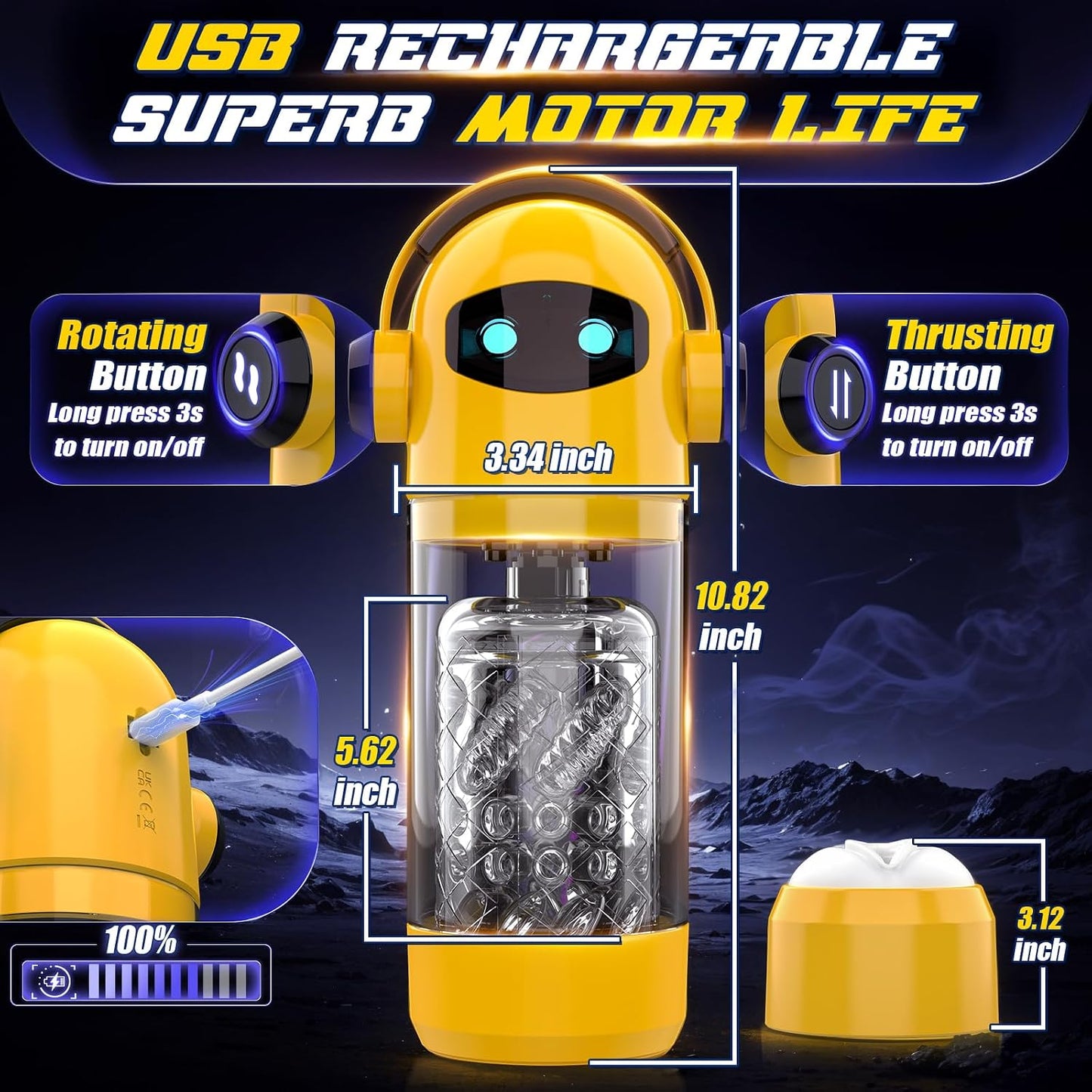 Automatic Male Masturbator, Mens Sex Toys with 7 Thrusting & Rotation Modes, Male Stroker with 7 Color Ambient Lighting, Hands Free Sex Toy for Men, Adult Toys Mens Sex Toys
