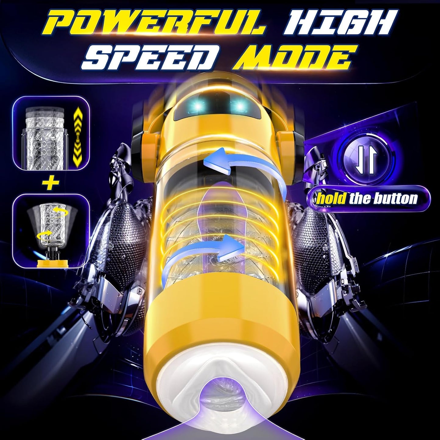 Automatic Male Masturbator, Mens Sex Toys with 7 Thrusting & Rotation Modes, Male Stroker with 7 Color Ambient Lighting, Hands Free Sex Toy for Men, Adult Toys Mens Sex Toys
