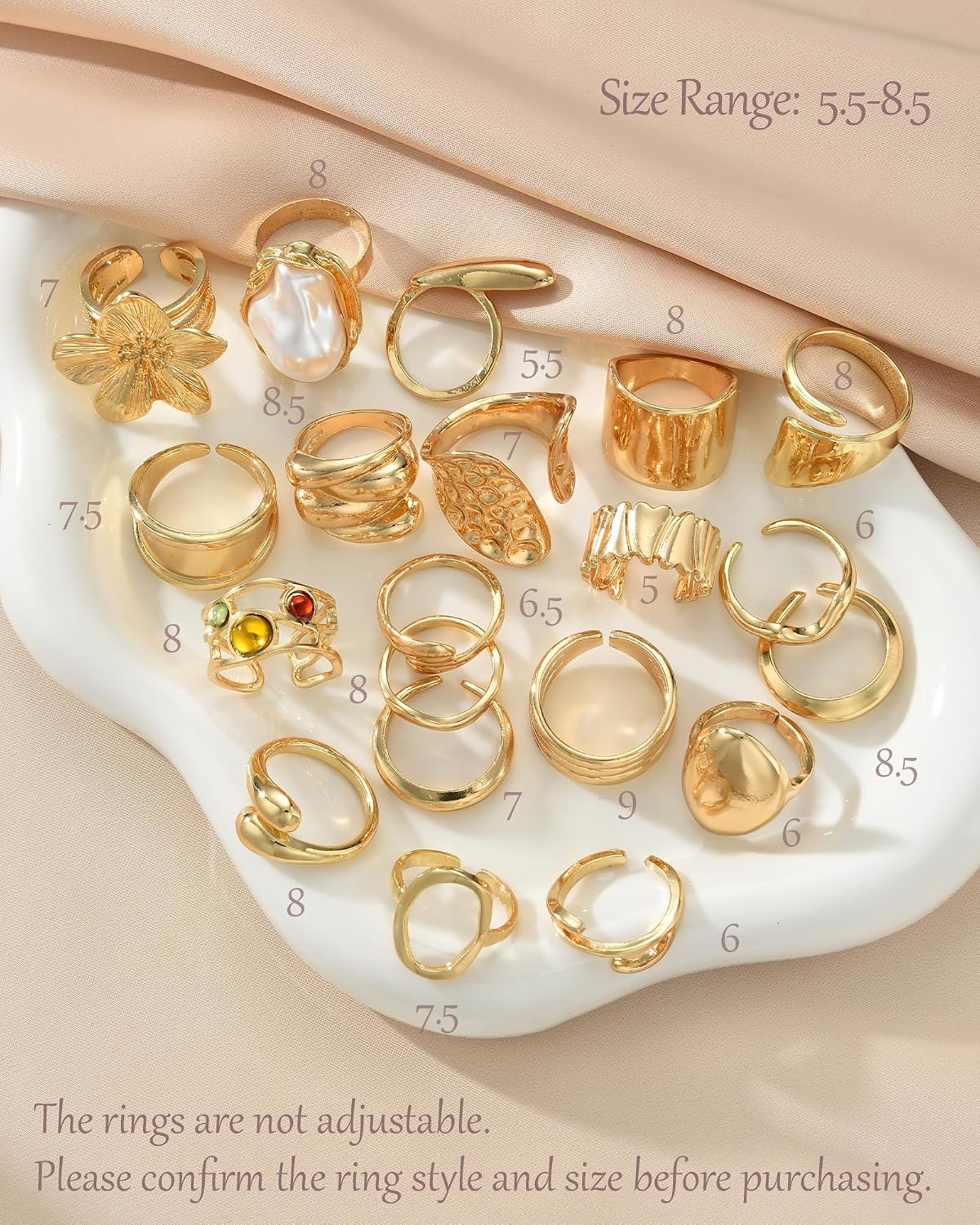 YEEZII 20 Pcs Gold Ring Set for Women, Chunky Statement Flower Finger Midi Rings, Big Boho Stacking Rings Pack Trendy Stuff Jewelry Gift