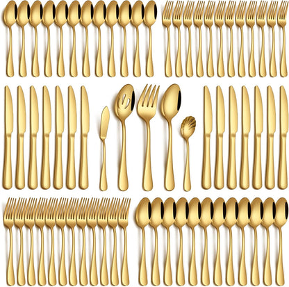 20 Piece Silverware Set, Stainless Steel Flatware Set for 4 Food Grade Novelty Flatware Cutlery Utensil Set Include Knife Fork Spoon Mirror Polished Dishwasher Safe