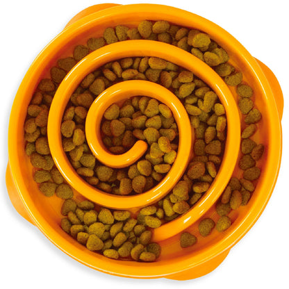 Fun Feeder Slo Bowl – Medium 2‑Cup Capacity, Slow Feeding, Small to Medium Dogs & Cats, Non-Slip, Blue, Notch Pattern