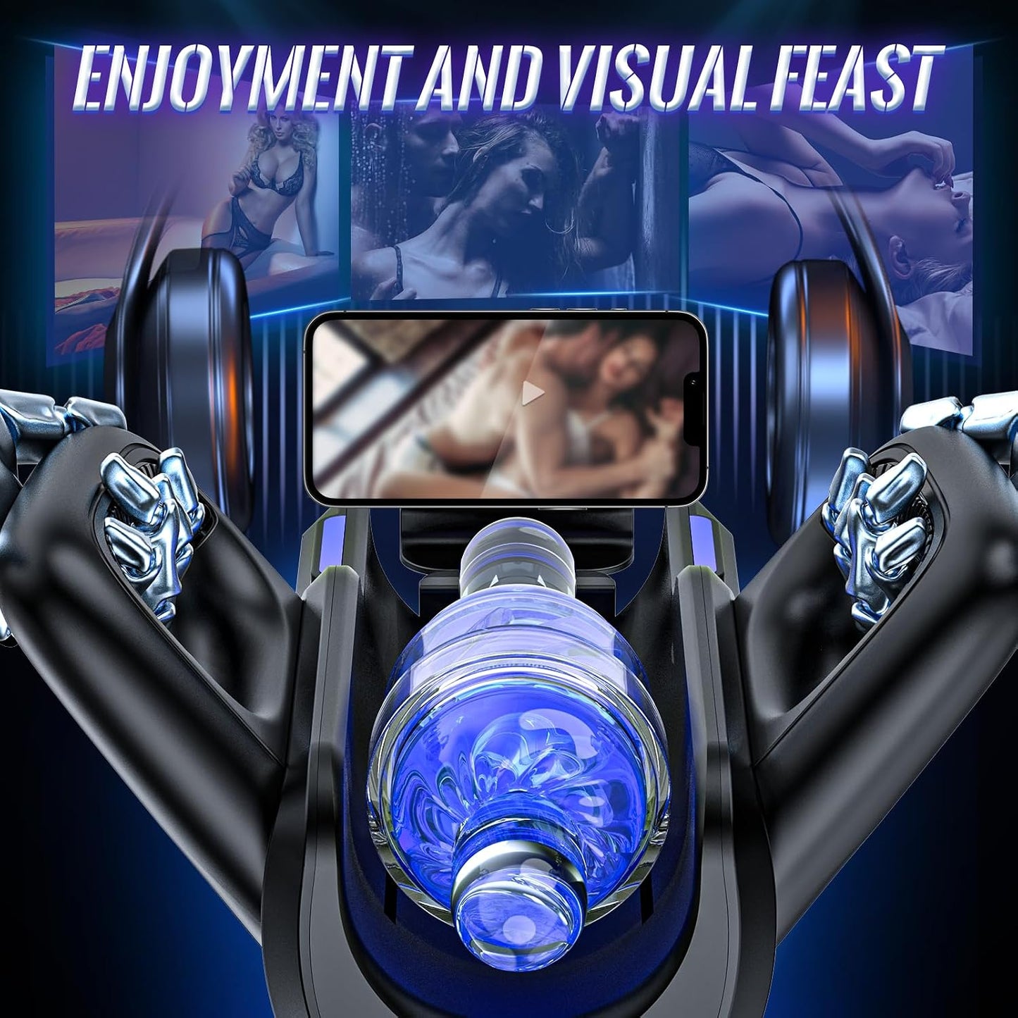 Leten King Pro Sex Toy Automatic Male Masturbator - Men Electric Adult Sex Machine with 12times/s Thrusting, Hand Free Penis Training Stroker with Phone Holder and 2 Soft Silicone Pocket Pussy