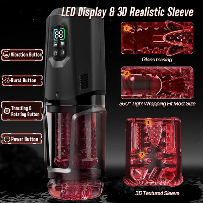 Male Sex Toys for Men - AI Sync Male Masturbator Stroker Adult Toys with 7 Thrusting Rotating 7 Licking & Vibrating Modes, Hands-Free Sex Machine Pocket Pussy with One-Click Burst Adult Toys