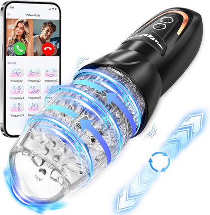 Automatic Male Masturbator Sex Toy with 10 Vibration, 8 Thrusting & Rotating Patterns, Male Sex Toys for Men, Penis Pump Male Stroker Adult Toy Penis Vibrator for Men, Adult Toys for Men