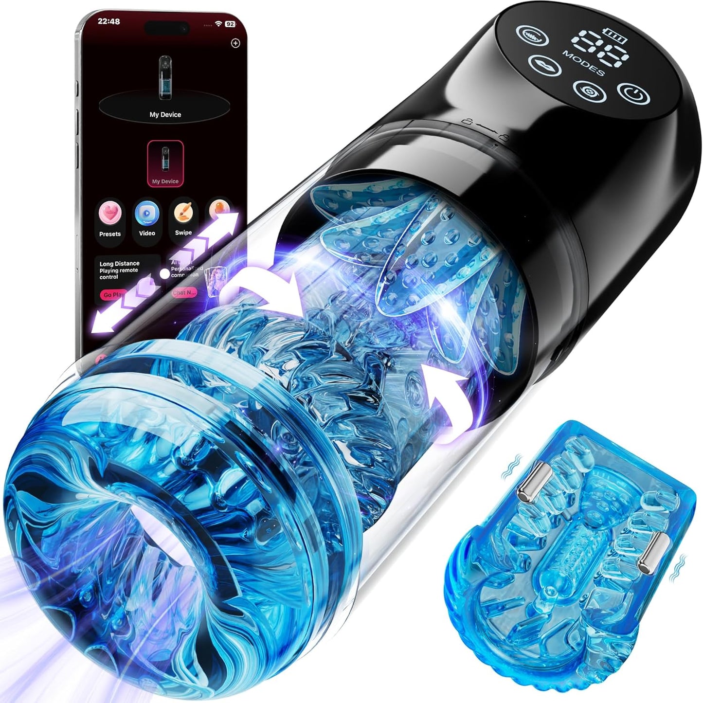 Male Masturbator Sex Toys for Men - AI Sync Male Sex Toy 9S Penis Pump & 9 Thrusting Rotating & 9 Vibrating Sucking Licking Modes Pocket Pussy Stroker Mens Sex Toy with LCD APP for Adult Toys & Games
