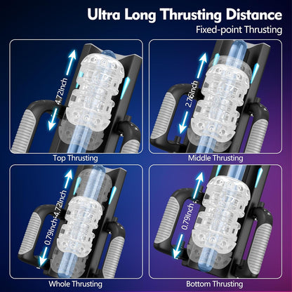 Sex Toy for Men Male Masturbators - Sex Toys Hands Free Pocket Pussy with 12cm Thrusting Distance, Male Sex Toys Penis Pump Male Stroker Masturbator with Phone Stand & Foldable Handle, Blowjob Machine