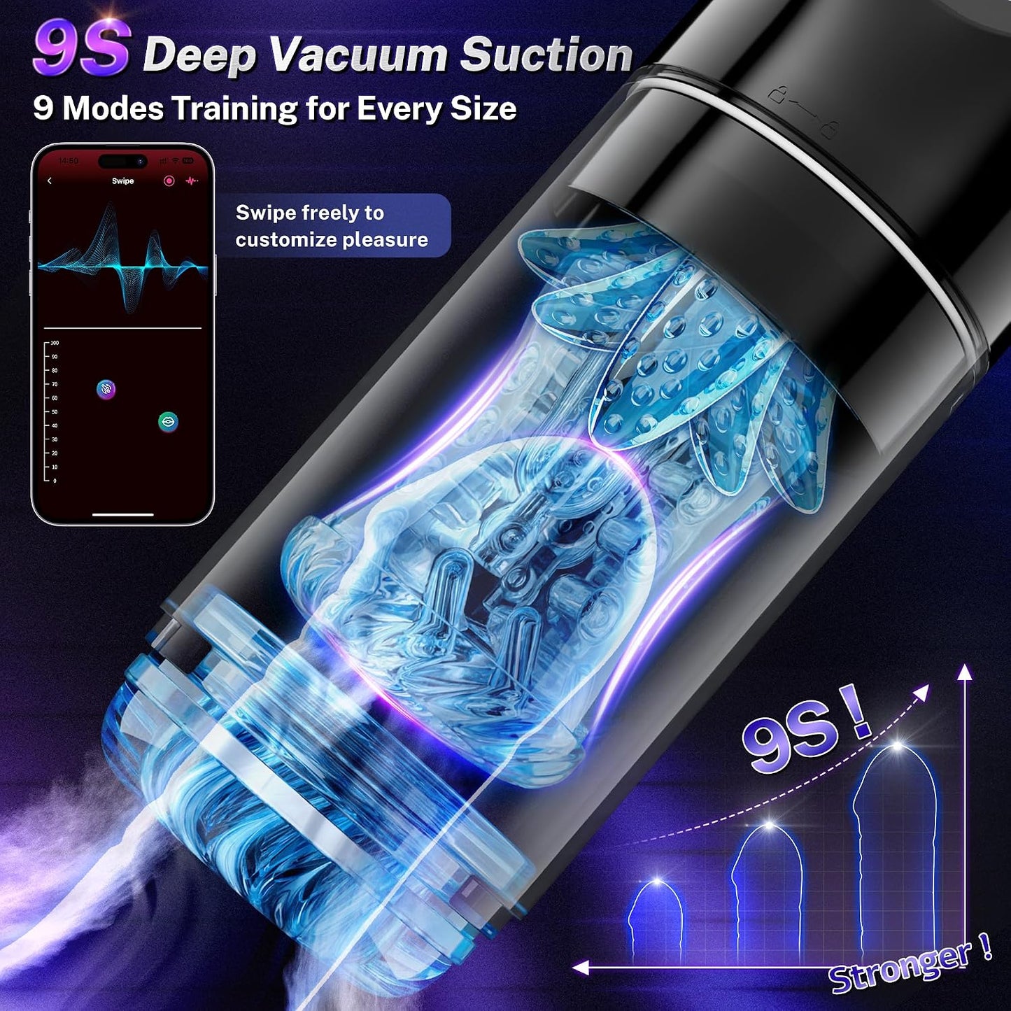 Male Masturbator Sex Toys for Men - AI Sync Male Sex Toy 9S Penis Pump & 9 Thrusting Rotating & 9 Vibrating Sucking Licking Modes Pocket Pussy Stroker Mens Sex Toy with LCD APP for Adult Toys & Games