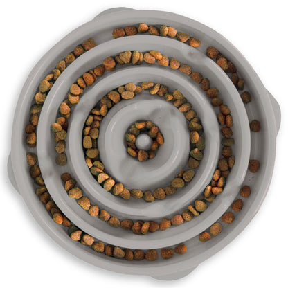 Fun Feeder Slo Bowl – Medium 2‑Cup Capacity, Slow Feeding, Small to Medium Dogs & Cats, Non-Slip, Blue, Notch Pattern