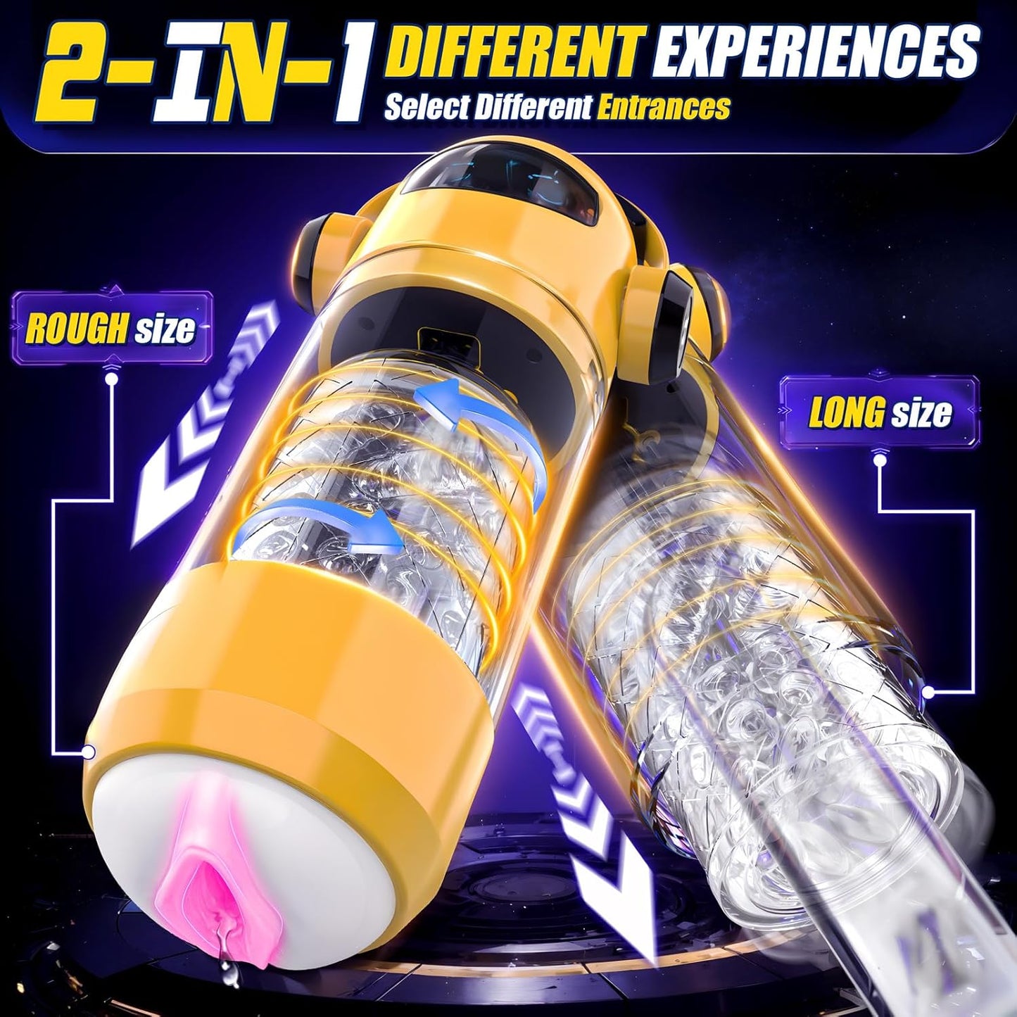 Automatic Male Masturbator, Mens Sex Toys with 7 Thrusting & Rotation Modes, Male Stroker with 7 Color Ambient Lighting, Hands Free Sex Toy for Men, Adult Toys Mens Sex Toys