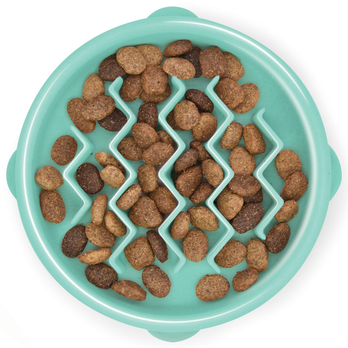 Fun Feeder Slo Bowl – Medium 2‑Cup Capacity, Slow Feeding, Small to Medium Dogs & Cats, Non-Slip, Blue, Notch Pattern