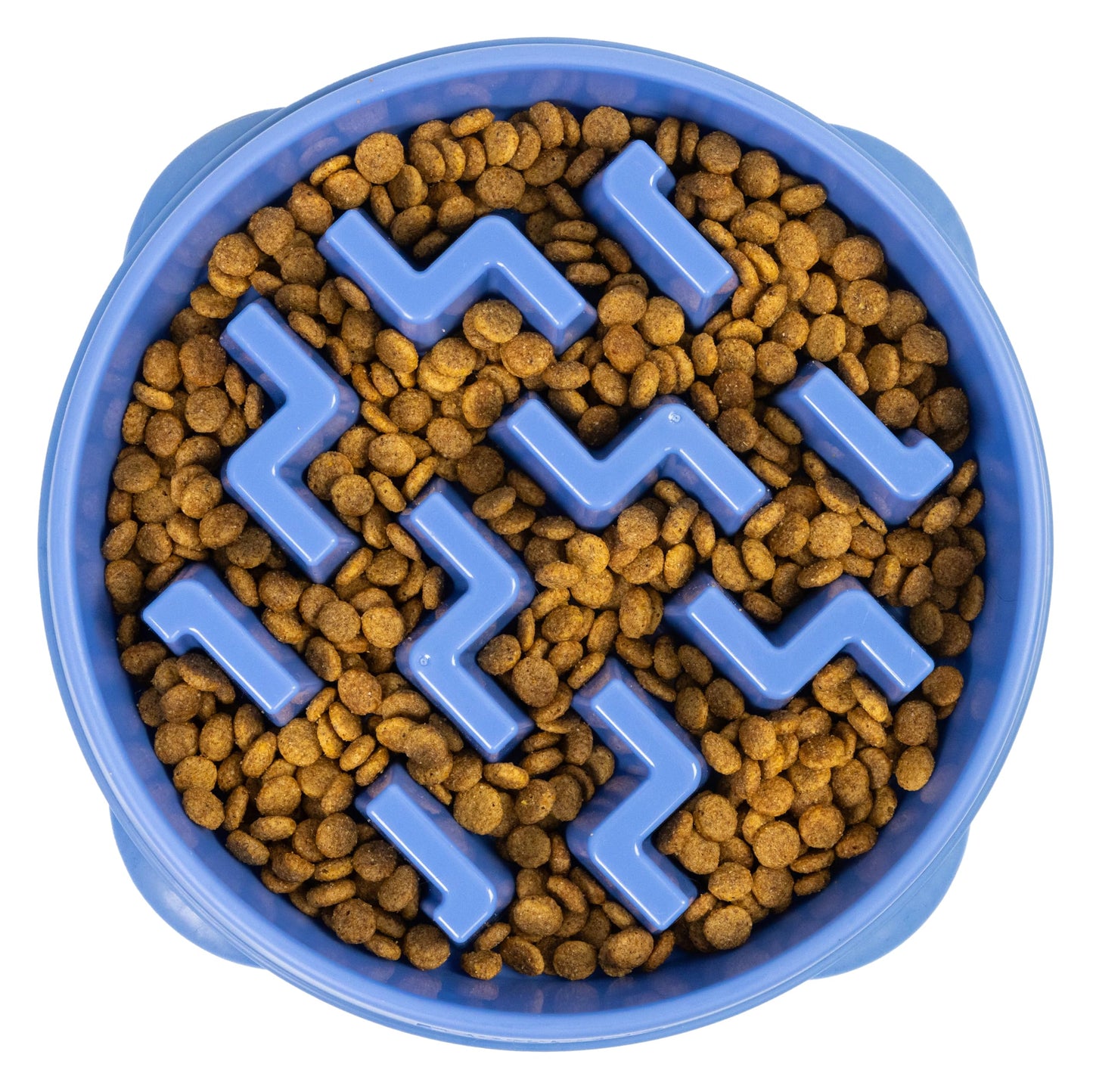 Fun Feeder Slo Bowl – Medium 2‑Cup Capacity, Slow Feeding, Small to Medium Dogs & Cats, Non-Slip, Blue, Notch Pattern
