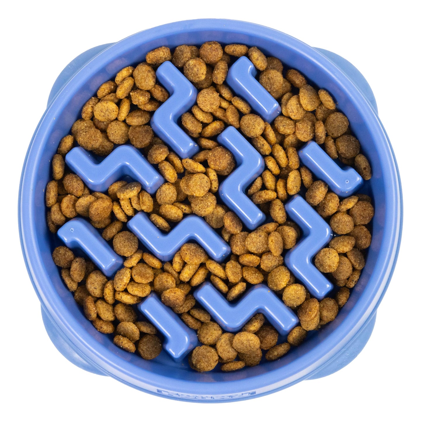 Fun Feeder Slo Bowl – Medium 2‑Cup Capacity, Slow Feeding, Small to Medium Dogs & Cats, Non-Slip, Blue, Notch Pattern