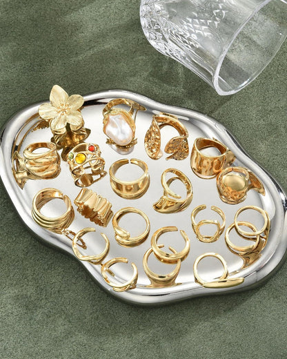 YEEZII 20 Pcs Gold Ring Set for Women, Chunky Statement Flower Finger Midi Rings, Big Boho Stacking Rings Pack Trendy Stuff Jewelry Gift