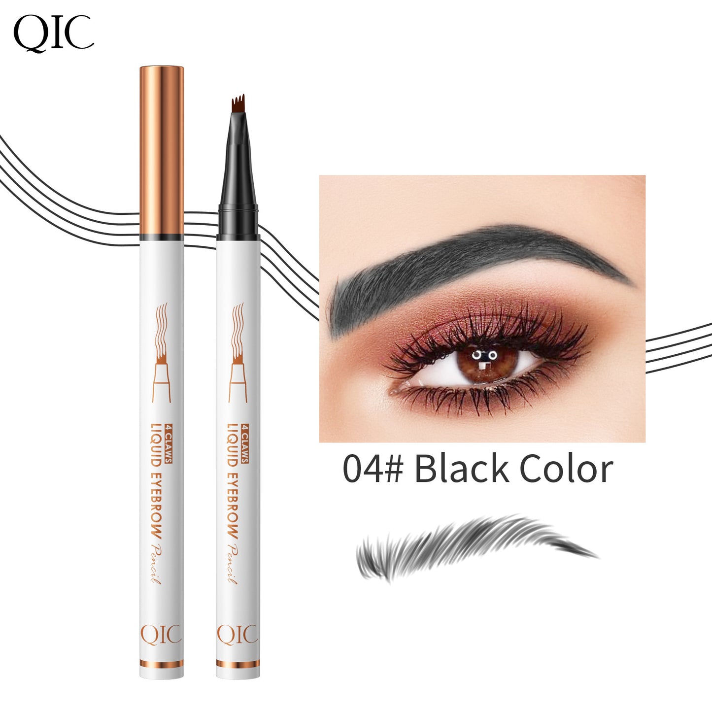 4-Claw Liquid Eyebrow Pencil, 6 Colors, Waterproof Natural Looking Microblading Effect, Professional Makeup Tool with Fine Tip (2#Dark Coffee)