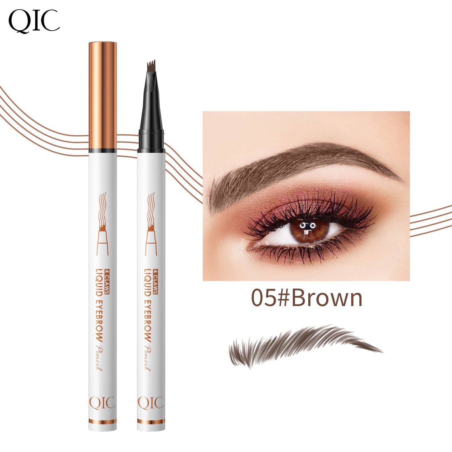 4-Claw Liquid Eyebrow Pencil, 6 Colors, Waterproof Natural Looking Microblading Effect, Professional Makeup Tool with Fine Tip (2#Dark Coffee)