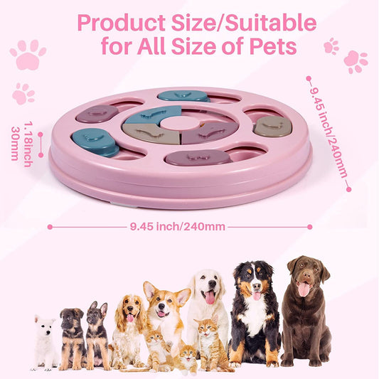 Dog Puzzle Toy, 3 Levels of Step-by-Step Challenge, Spin to Release Treat Dispenser, Slow Feeder & Mental Stimulation Enrichment Toy for Small Medium Large Dogs