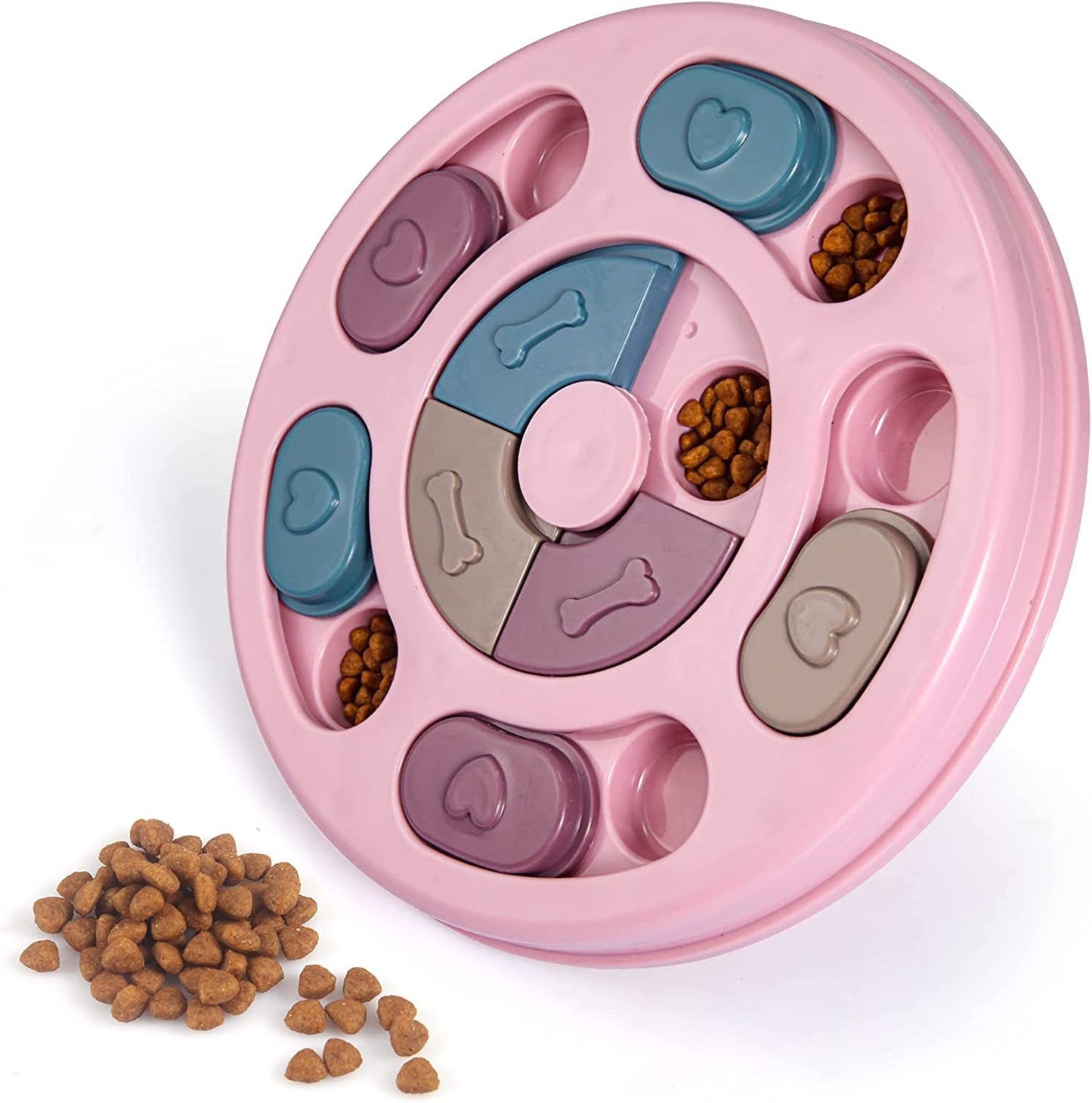 Dog Puzzle Toy, 3 Levels of Step-by-Step Challenge, Spin to Release Treat Dispenser, Slow Feeder & Mental Stimulation Enrichment Toy for Small Medium Large Dogs