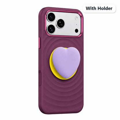 Water Ripple Silicone For Magsafe Wireless Charge Magnetic Holder Phone Case For iPhone 17 16 15 Pro Max Metal Frame Soft Cover