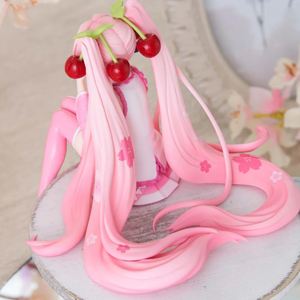Hatsune Miku Anime Figure Pink Dress Model Action Figures Toys Cherry Pink PVC Cherry Blossom Decoration Collect Model Gifts