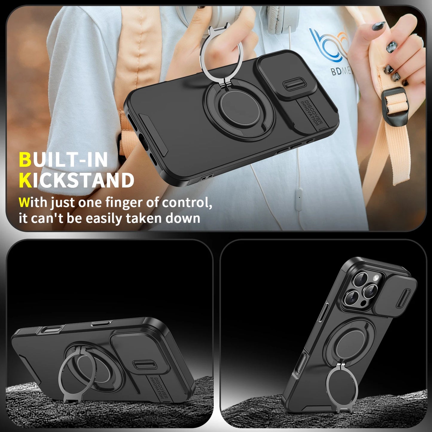 For Magsafe Magnetic Wireless Charge Armor Case For iPhone 17 16 15 14 13 12 11 Pro Max Plus Slide Camera Protection PC Cover