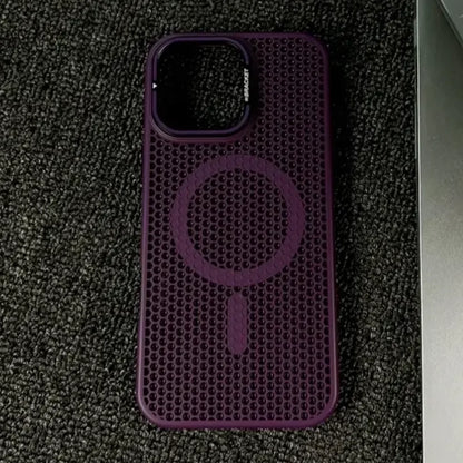 Grid Mesh Cooling Cases for Magsafe Case for iPhone 17 Pro Max 15 14 16 Plus 12 11 13 Pro Air Alloy Lens Bracket Cover