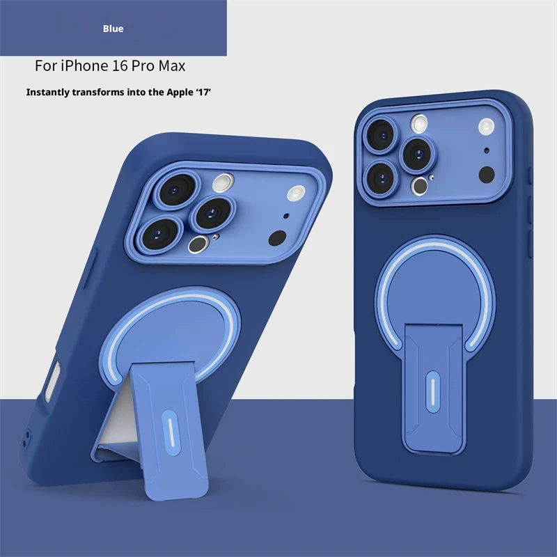 Luxury For Magsafe Magnetic Invisible Fold Bracket Matte Case For iPhone 17 16 15 14 Plus 11 12 13 Pro Max Lens Protective Cover