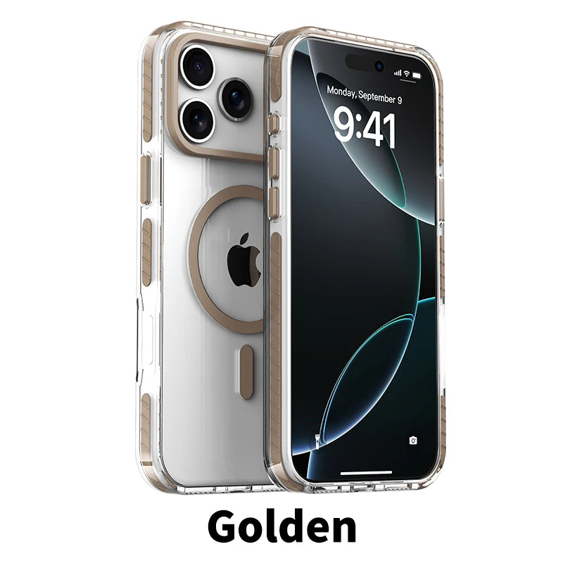 Luxury PE Striped Border HD Phone Case for iPhone 17 Air 16 15 14 Plus 13 12 Pro Max for Magsafe Magnetic Wireless Charge Cover